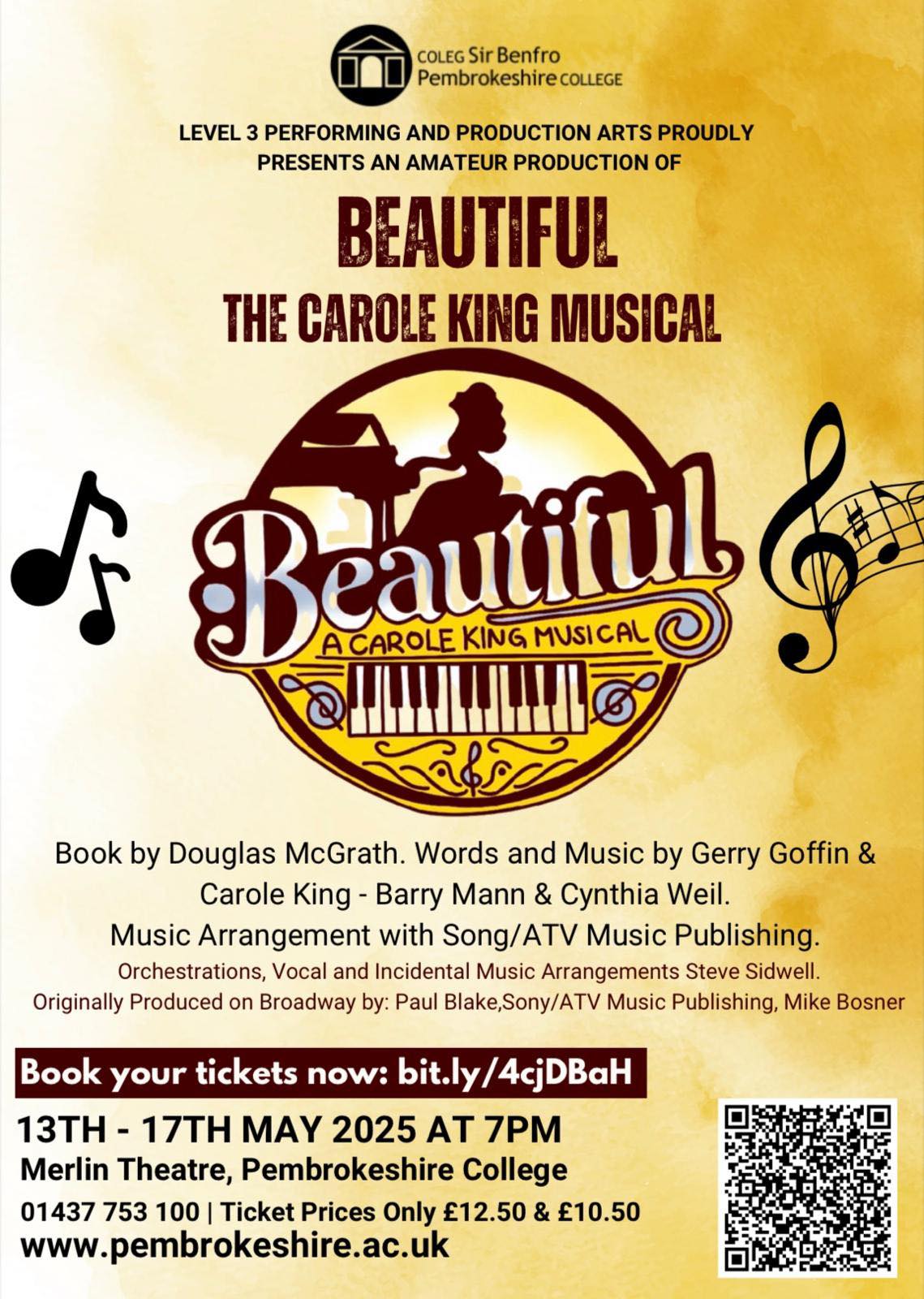 Beautiful - The Carole King Musical, Merlin Theatre, Pembrokeshire College, Haverfordwest, 13th-17th May