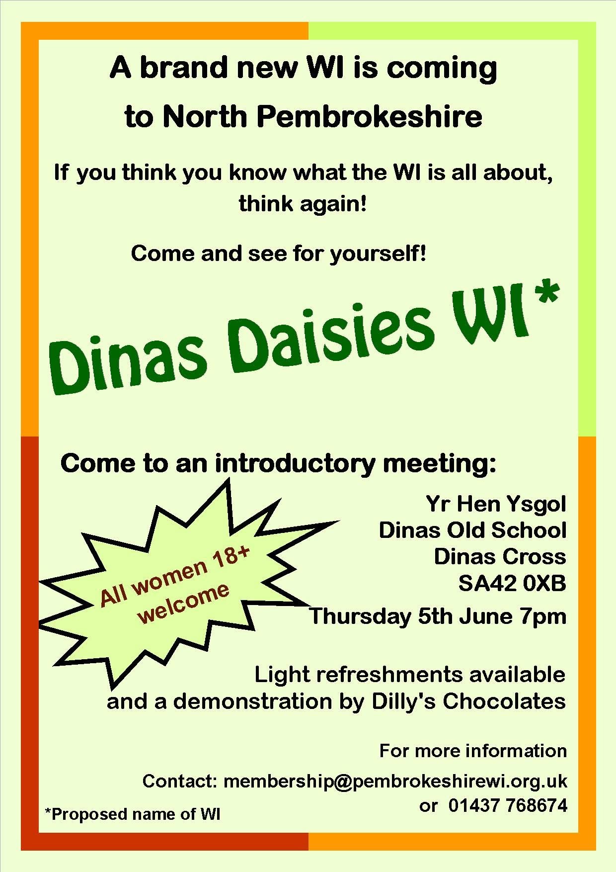 Dinas Daisies WI, Yr Hen Ysgol, Thursday June 5th, 7pm