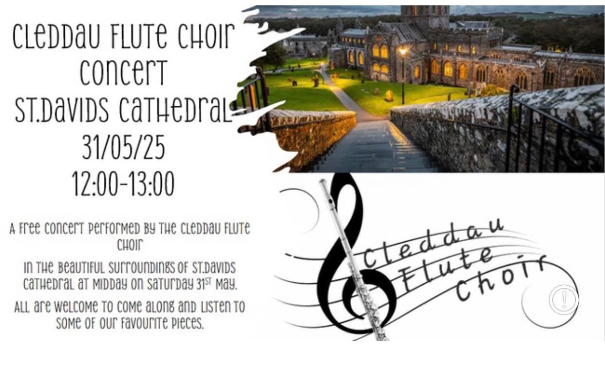 Cleddau Flute Choir Concert, St David's Cathedral, Saturday May 31st, 12pm - 1pm