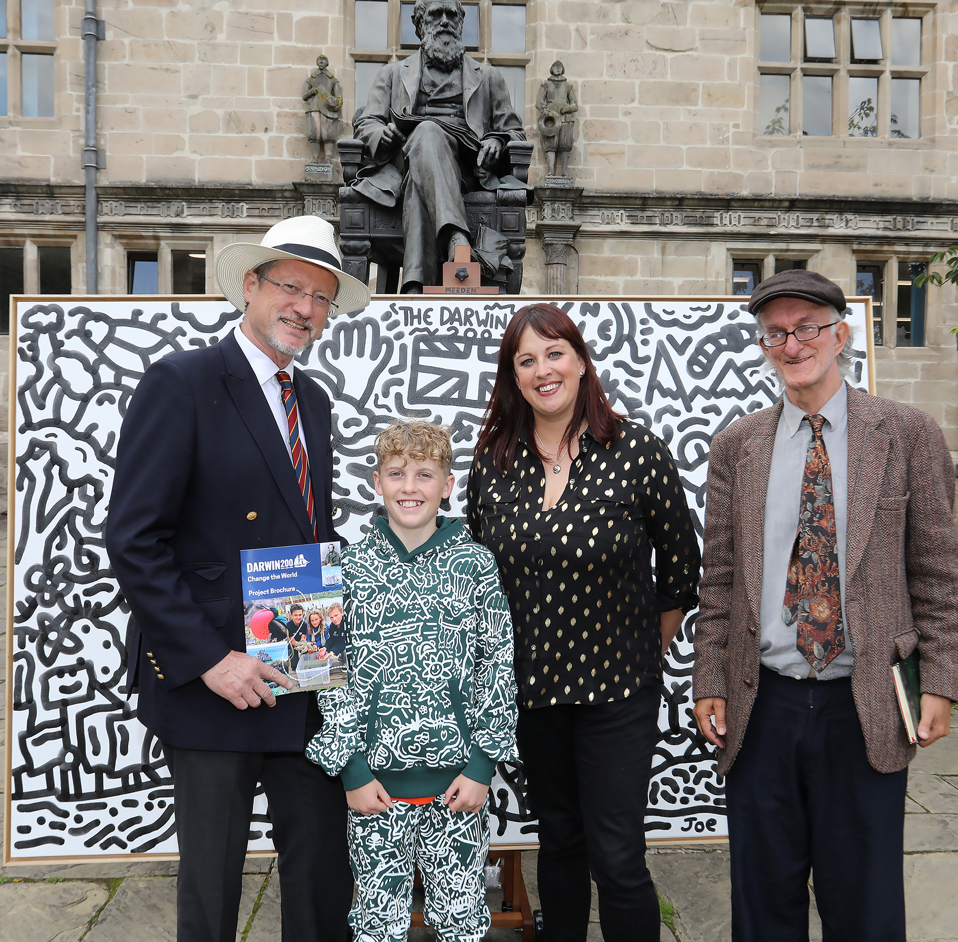 andrew-fox-founder-of-darwin200-with-joe-whale-the-doodle-boy-samantha-williams-from-the-darwin-centre-and-felix-padel-darwin-s-great-great-grandson.jpg