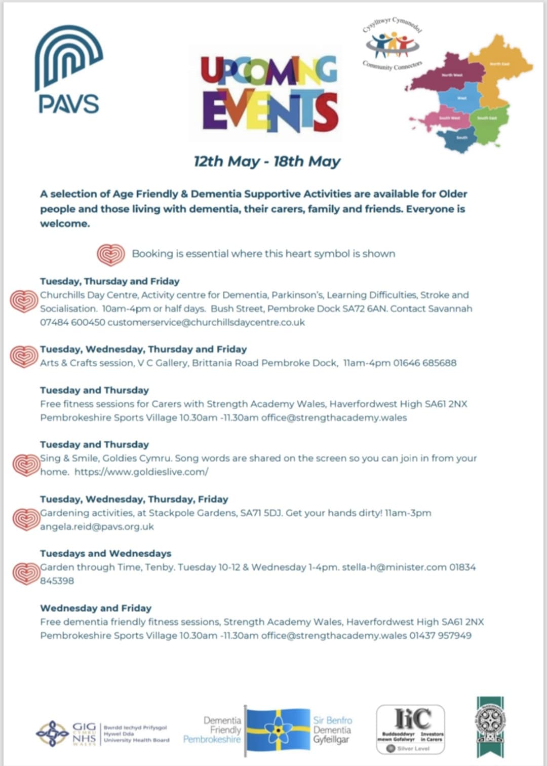 Upcoming Events PAVS, 12th - 18th May, Various locations please see poster for details