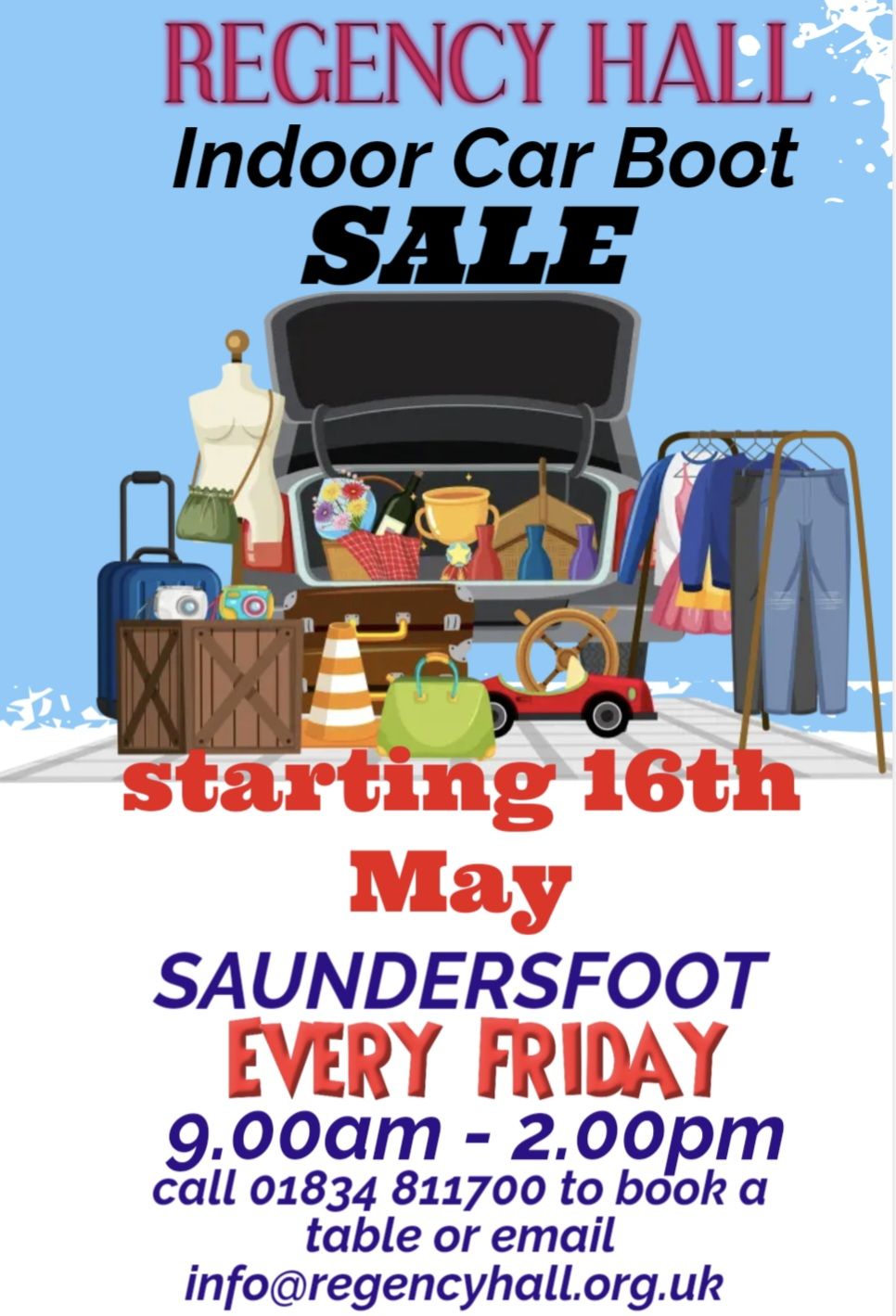 Indoor Car Boot Sale, The Regency Hall, Saundersfoot, Every Friday, 9am - 2pm