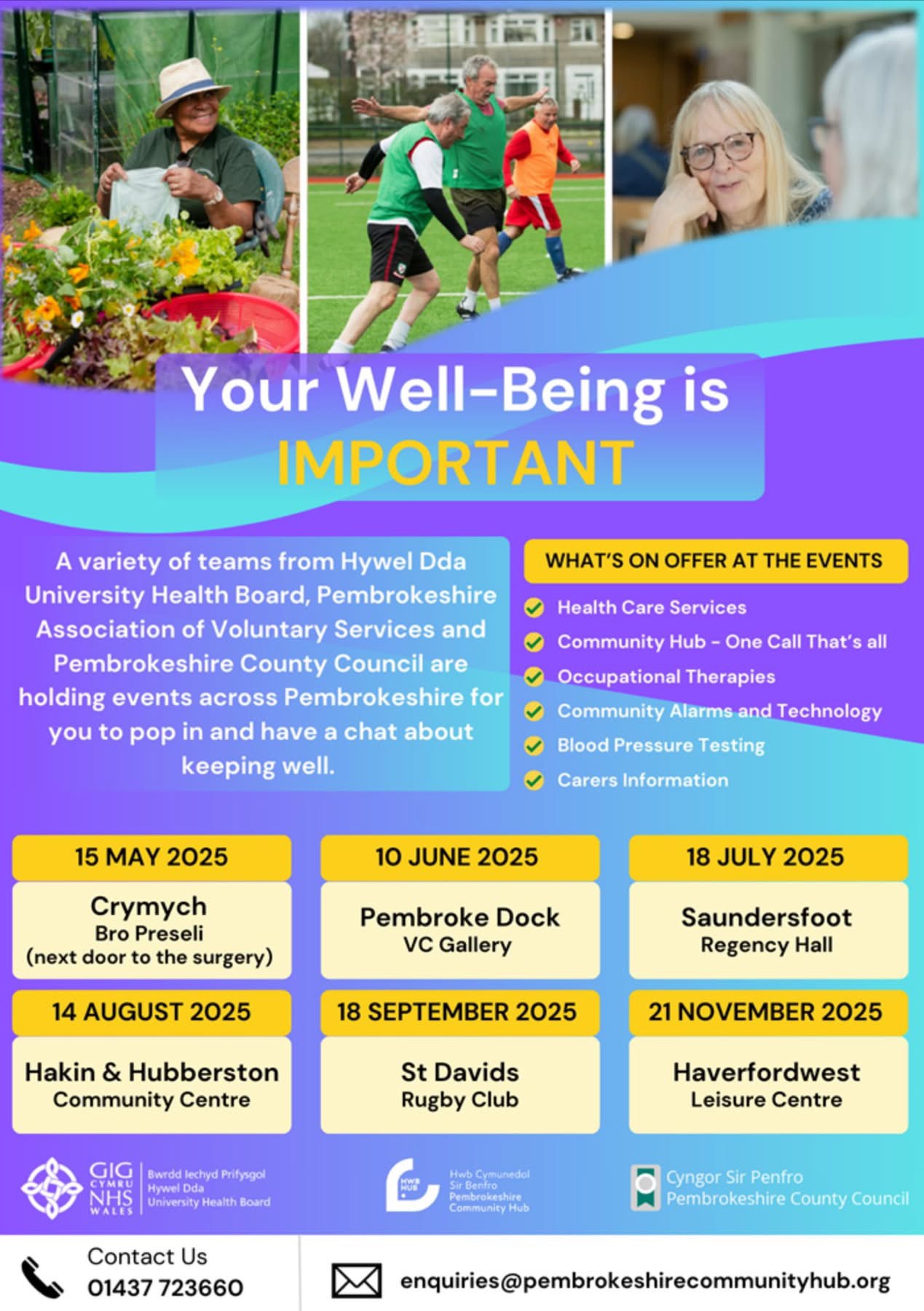 Well Being Events, Various Dates & Locations, Please see poster for details 