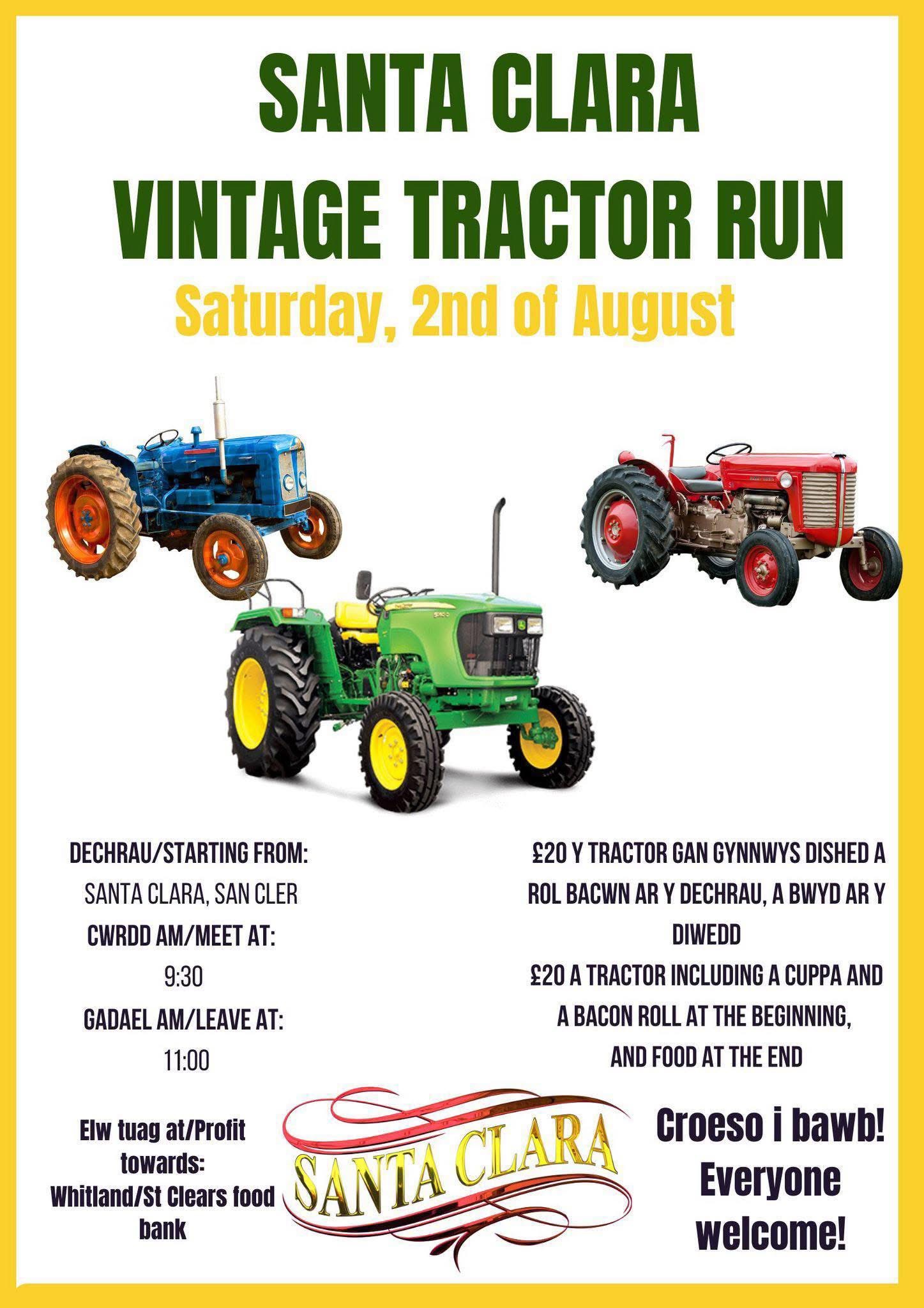 Santa Clara Tractor Run, Saturday August 2nd, Meet at 8.30am, Leaving at 11am