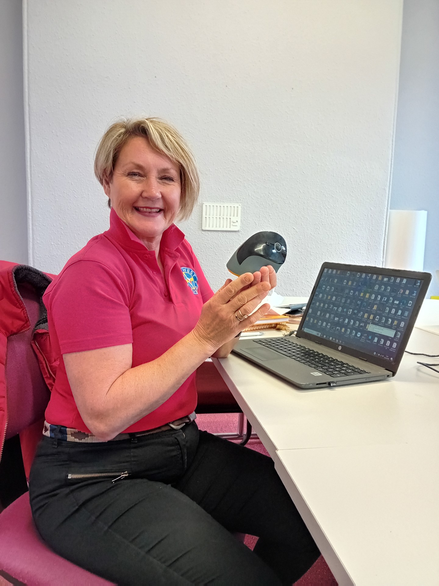 Big smiles all around - Alison our Commercial Director just won an Ergonomic Mouse