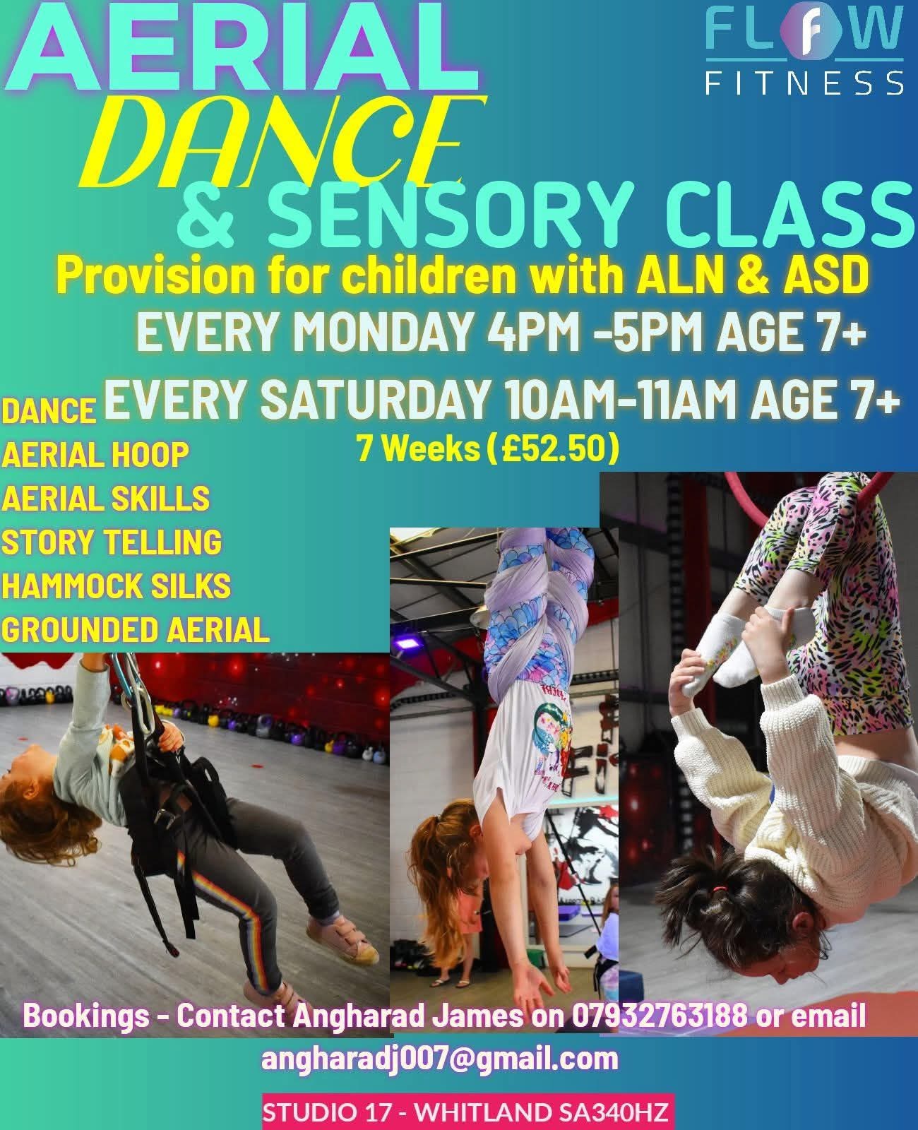 Ariel Dance & Sensory Class provision children with ALN & ASD, Studio 17, Whitland, Monday's & Saturday's, See Poster for details
