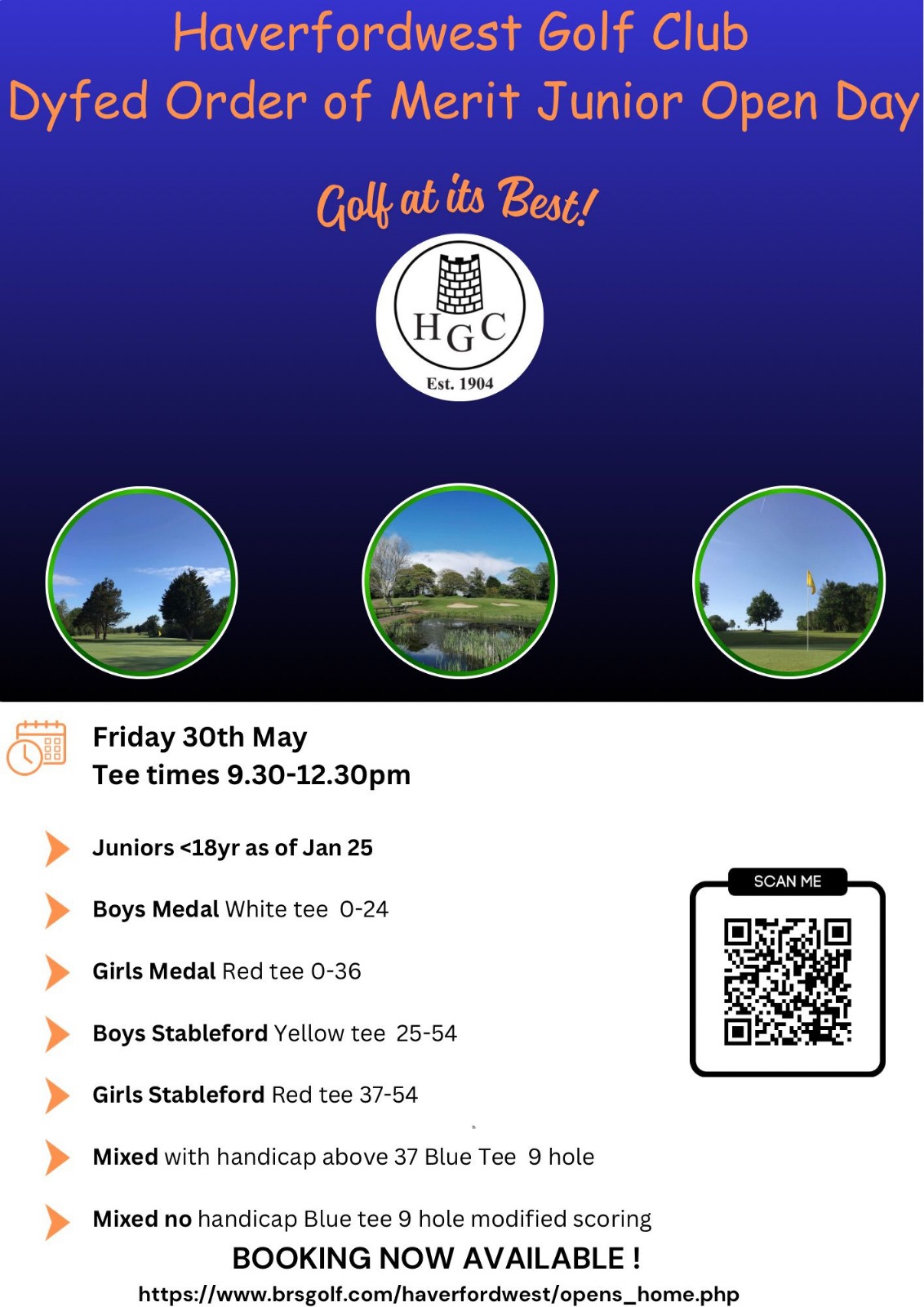 Dyfed Order of Merit Junior Open Day, Haverfordwest Golf Club, Friday 30th May