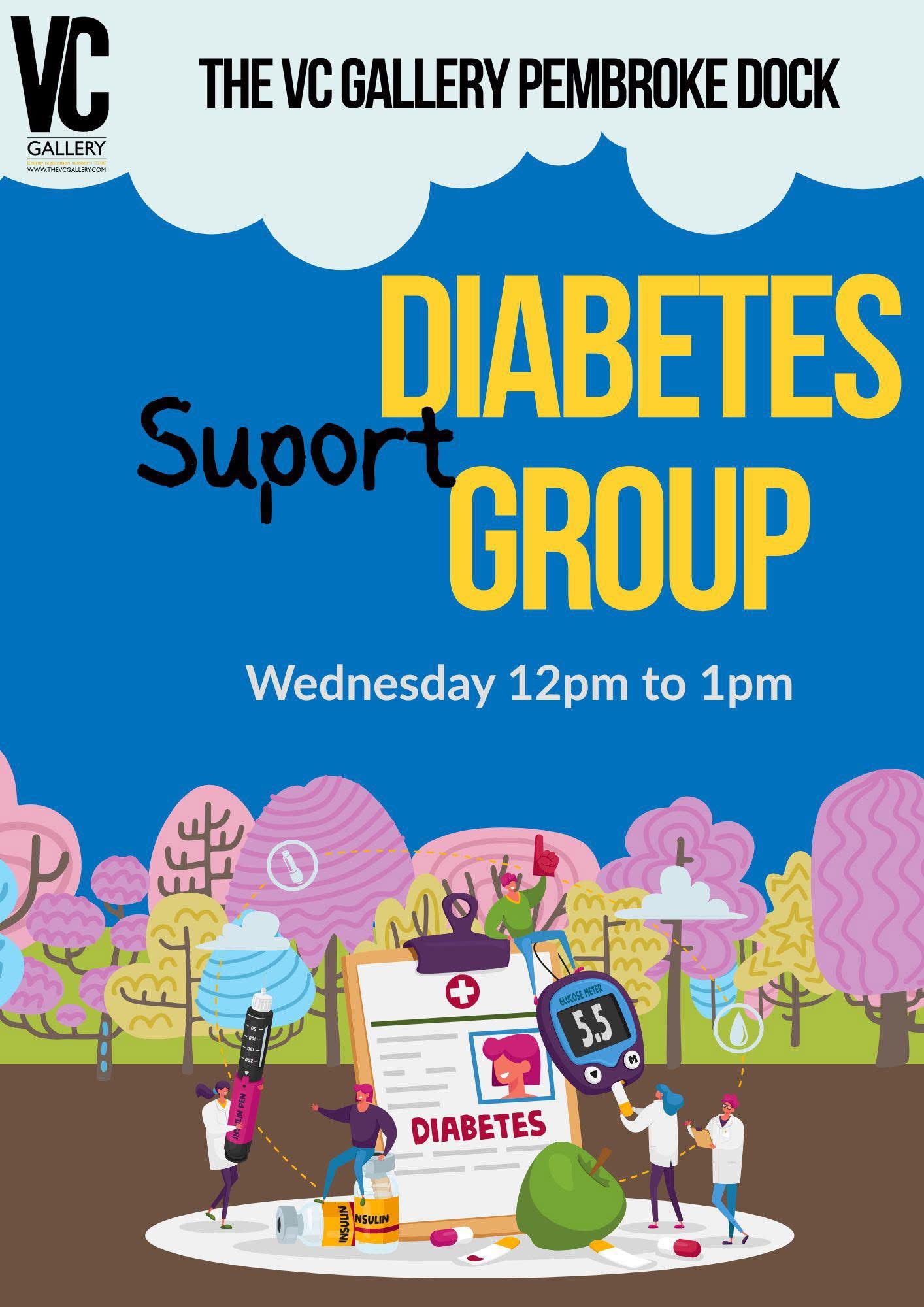Diabetes Group, VC Gallery Pembroke Dock, Wednesdays, 12pm - 1pm