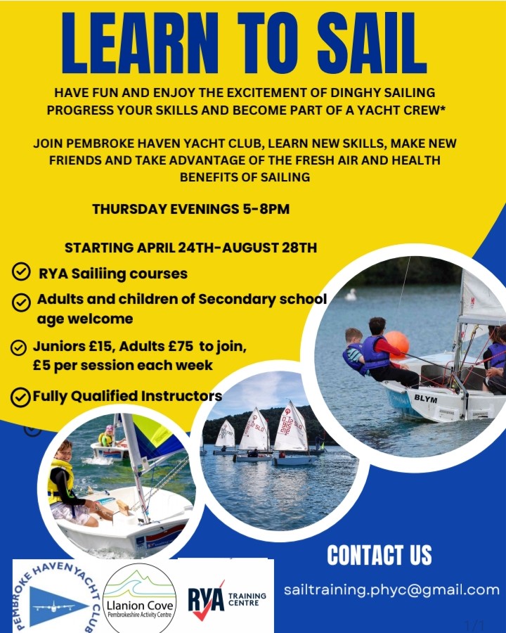 Learn to Sail, Pembroke Haven Yacht Club, Thursday Evenings, Starting April 24th - August 28th, 5pm - 8pm